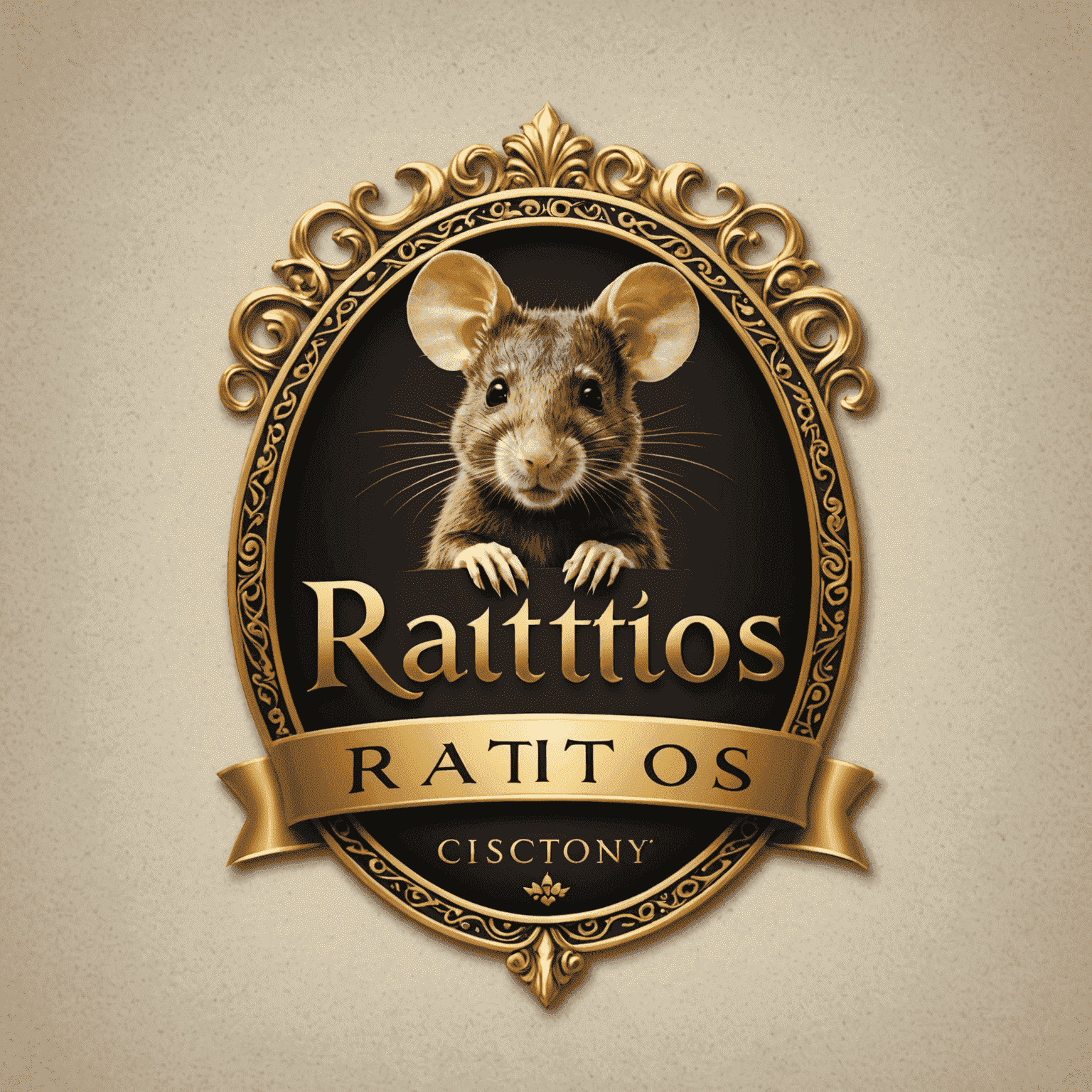 Ratitos.com logo - Een elegant ontwerp met gouden letters en een speelkaart symbool, wat luxe en spanning uitstraalt