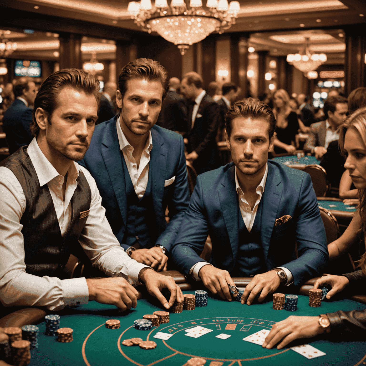 Beroemdheden genieten van een exclusief pokertournooi in een luxueuze privéruimte van het casinohotel