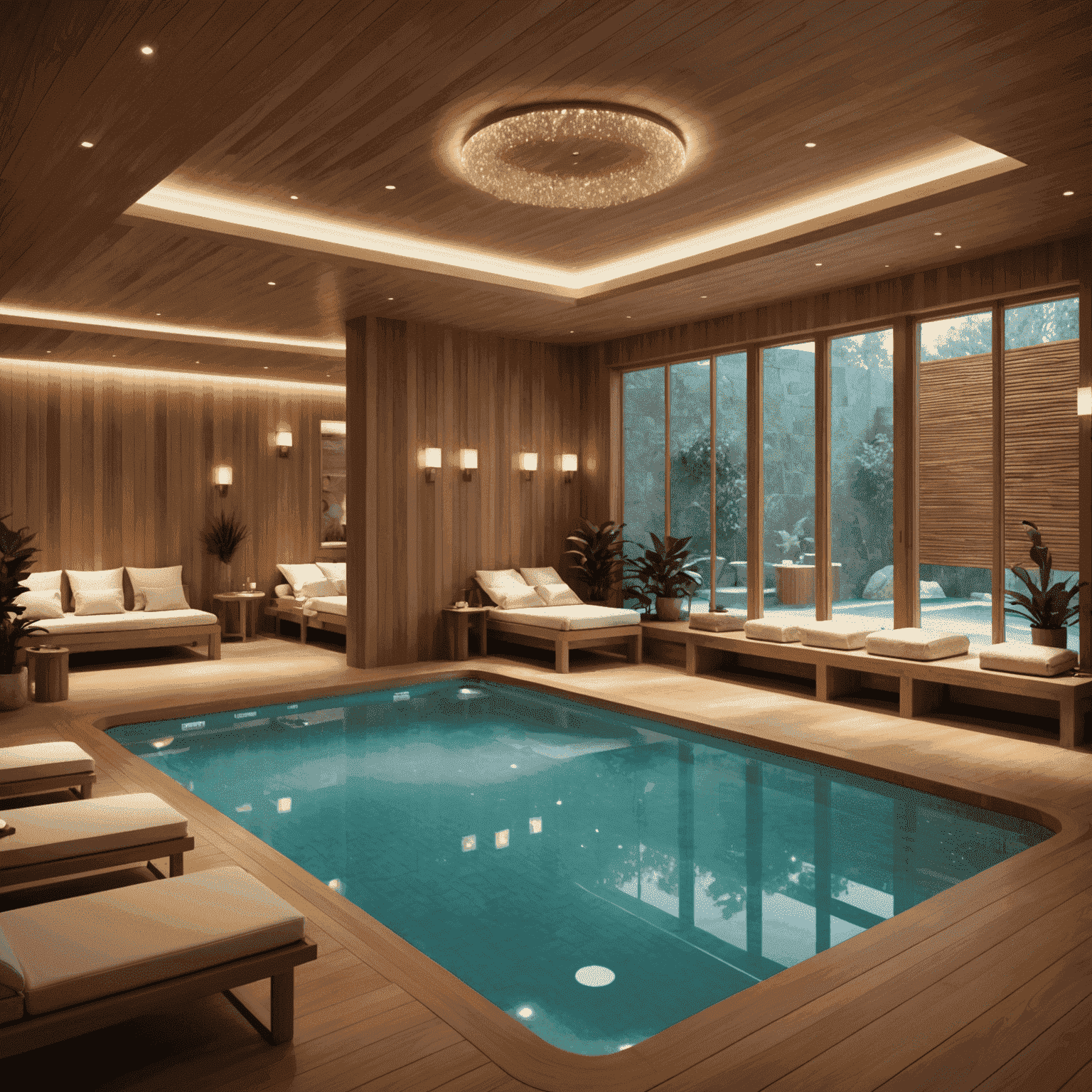 Luxe spa-faciliteit met massageruimtes, sauna en een binnenzwembad